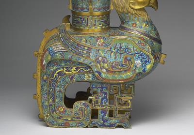 图片[3]-Zun vessel in the form of a heavenly bird with cloisonne enamels, Qing dynasty, Qianlong reign (1736-1795)-China Archive